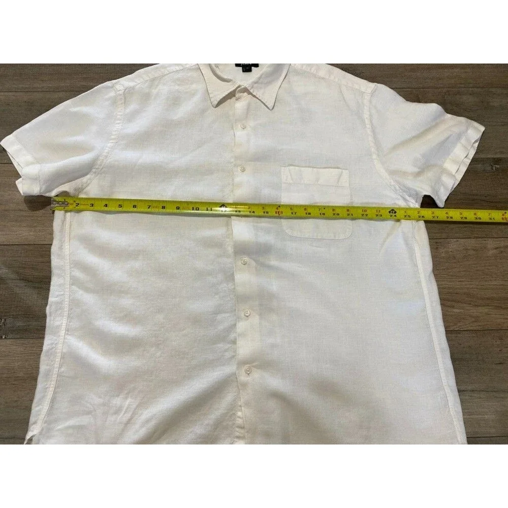 J.Crew 100% Linen Shirt Men’s XL Solid White Short Sleeve Button Resort Coastal